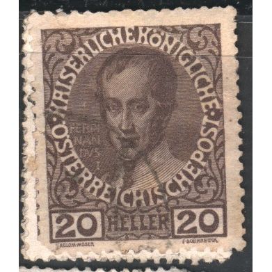 Austria 1908 - SG196B - 20h brown - Ferdinand - used