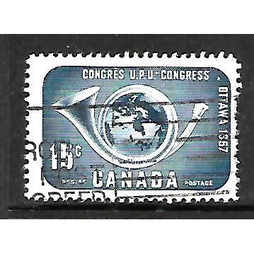 CANADA 1957 UPU 15c GLOBE WITHIN POSTHORN SG498 FINE USED