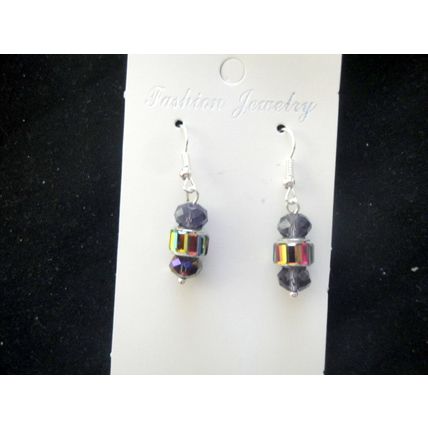 New different style rainbow titanium colour crystal glass earrings