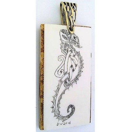 Scrimshaw Seahorse Pendant 2