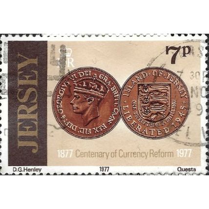 JERSEY, Currency reform, penny, brown 1977, 7p