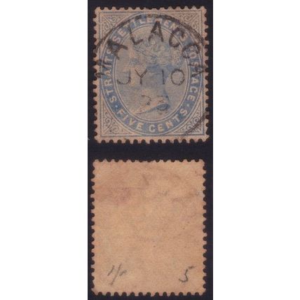 STRAITS SETTLEMENTS 1883 5c Sc#45 USED MALACCA CDS @N545