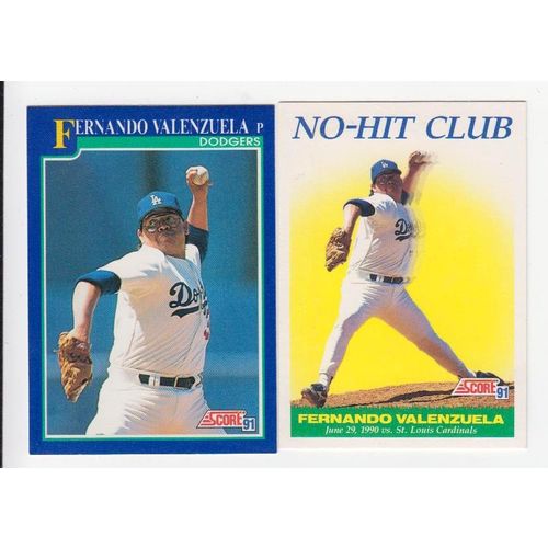 Lot of Two 1991 Score Fernando Valenzuela cards #449, #703 – Dodgers