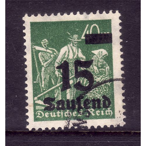 GERMANY 1923 15T on 40M GREEN REAPERS SG 276 FINE USED#2