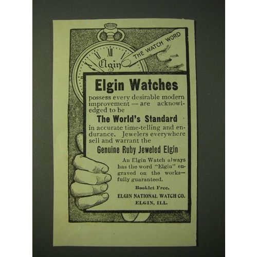 1900 Elgin Watches Ad - Elgin Watches possess every desirable modern improvement