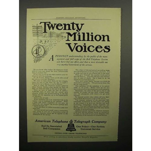 1908 AT&T Telephone Ad - Twenty Million Voices