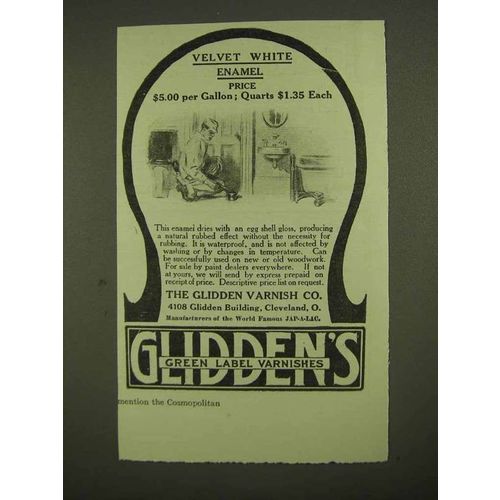 1909 Glidden Velvet White Enamel Ad