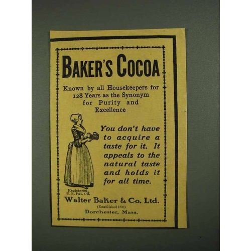 1908 Baker's Cocoa Ad - Known By all Housekeepers