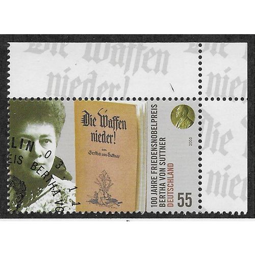 GER 2005 55c+25 'BERTHA VON SUTTNER'(CORNER MARGIN) FINE USED (EBID53-993)
