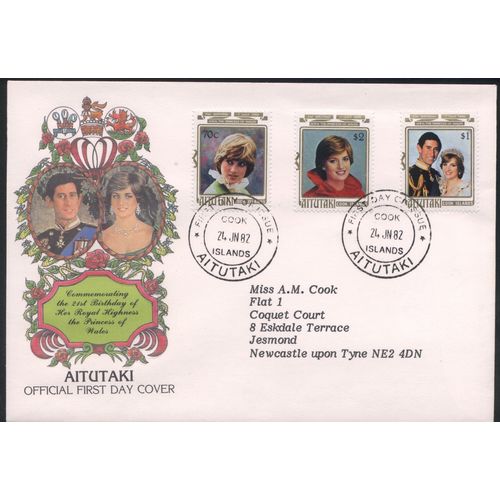 Aitutaki FDC 1982 - SG411/413 - 21st Birthday of Diana, Princess Of Wales