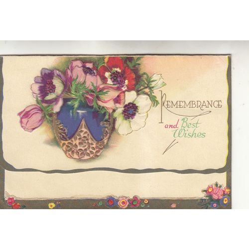 Vintage Birthday Card with Anenomes