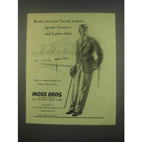 1949 Moss Bros Ad - Tweed Jackets, Sports Trousers and 2-piece suits