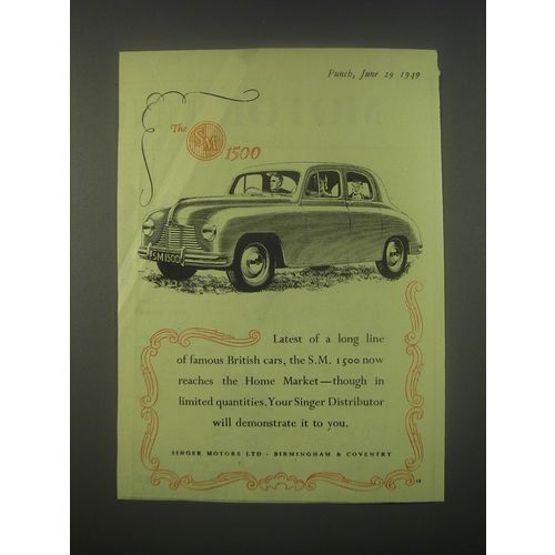 1949 Singer S.M. 1500 Car Ad - Latest of a long line