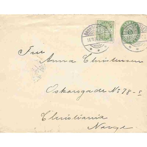 Denmark Postal Sta. 1901, uprated to Norway