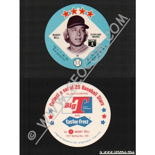 Sport Baseball Discs Name: Bell, Buddy 3B Cleveland Indians~404