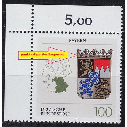 GERMANY BUND [1992] MiNr 1587 F1 ( **/mnh ) Plattenfehler