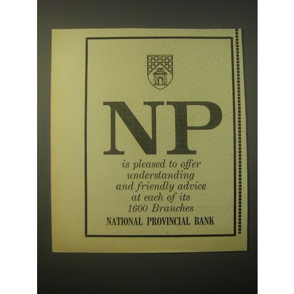 1965 National Provincial Bank Ad - NP is pleased to offer understanding