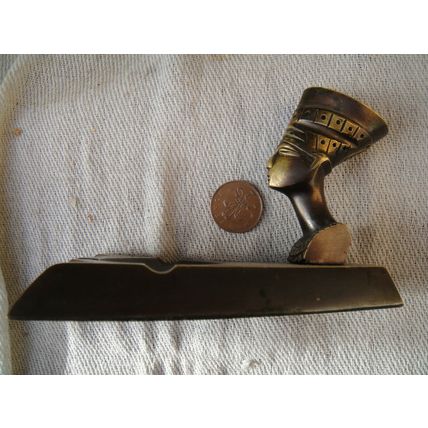 1920’s, Egyptian Revival Weighty Bronze Ashtray