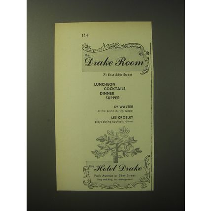 1948 Hotel Drake Ad - The Drake Room