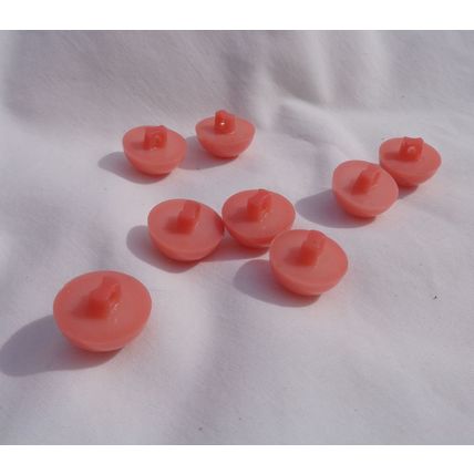A8 8 Salmon Pink Mushroom Buttons 15mm Shank Dome Sewing Crafting