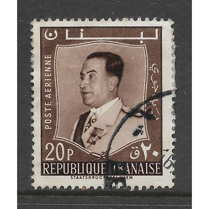 LEBANON 196O AIR 20p SEPIA PRESIDENT CHEHAB SG 640 FINE USED#