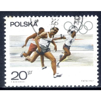 POLAND 1967, Olympic Appeal - Men's 100-meter Race, 20 G, CTO (2)