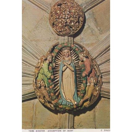Assumption Of Mary Sculpture Interior York Minster Yorkshire Mint Photo Postcard