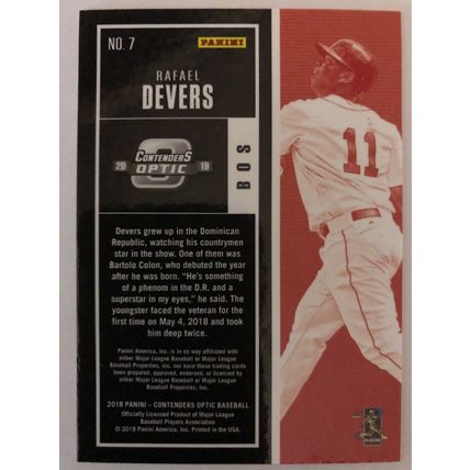 2018 Panini Contenders Optic #7 Rafael Devers