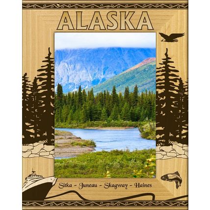 Alaska Ports of Call Laser Engraved Wood Picture Frame Portrait (3 x 5)