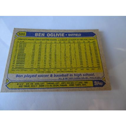 1987 Topps Card # 586 Ben Oglivie Very Good-Excellent (4) Milwaukee Brewers