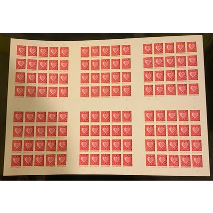 4847, Paper Cut Heart Press Sheet of Six Panes of 20 Stamps - Stuart Katz