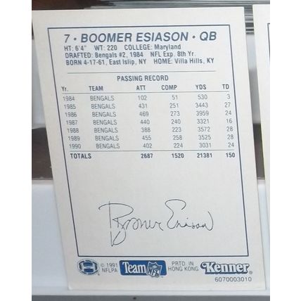 1991 Starting Lineup x 5 Anderson, Esiason, Okoye, Rice, Sanders