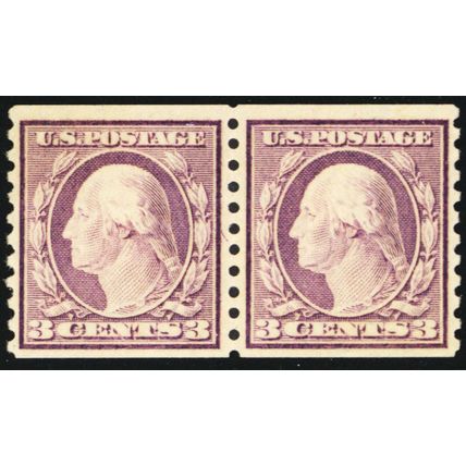 493, Mint NH VF 3¢ Coil Pair - Beautiful! - Stuart Katz