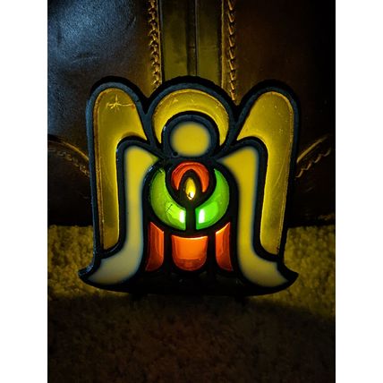 Vintage Iron Stained Glass Christmas Candle Holder Angel