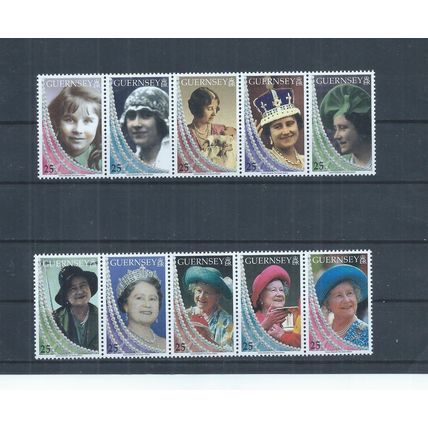 Guernsey stamps. 1999 The Queen Mother MNH SG 817 - 826 (AH097