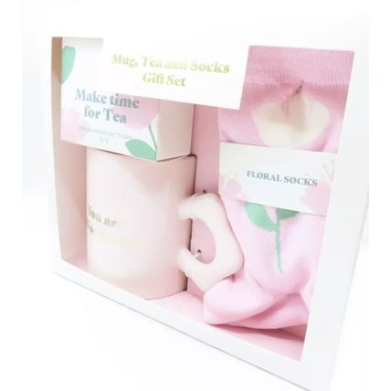 Pink Mug Tea & Socks Gift Set Boxed 17.5 CM You are Wonderful Mothers Day Gift