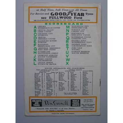 WOLVES v MANCHESTER UNITED FA Cup 6th Round 06/03/1965