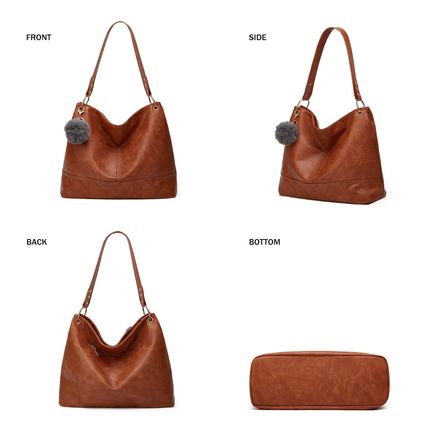 Women Hobo Bags Top Handle Satchel Shoulder Purse Bucket Handbag Brown