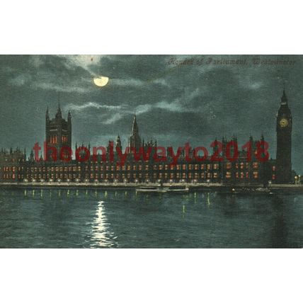 Houses of Parliament, London, Valentines Moonlight Postcard 1900s?
