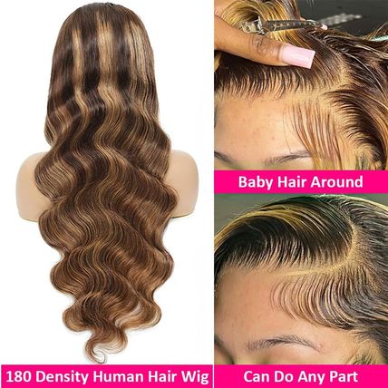 Pizazz 13X4 Ombre Highlight Lace Front Wigs Human Hair with Baby Hair 180 Densit