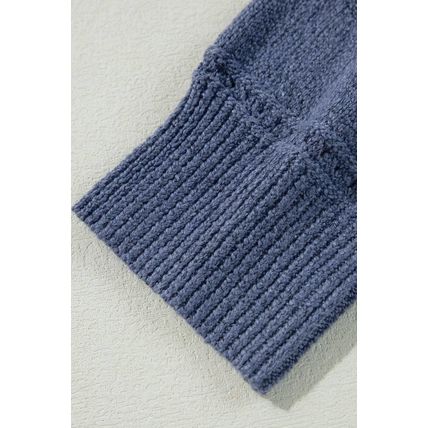 Real Teal Boat Neck Drop Shoulder Pointelle Knit Sweater