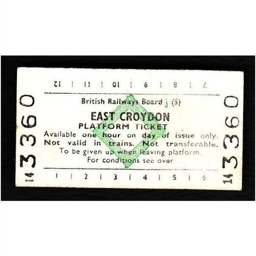 Railway Platform Ticket EAST CROYDON BRB(S) Green Diamond Edmondson