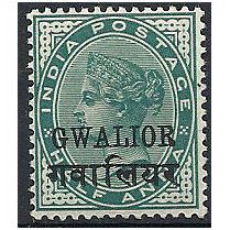 Gwailor 1889 SG16 1/2a Blue-Green Mounted Mint . .
