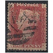 1858 SG43 1d Red Plate 125 Good Used Check Letters "CK".