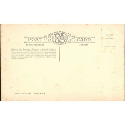 Vintage GB Postcard - Manorbier Castle, Pembrokeshire, Wales
