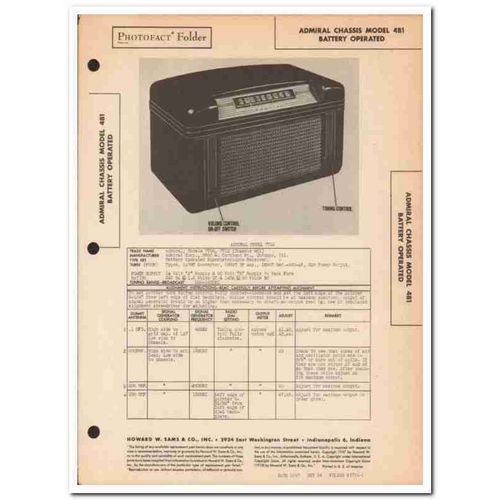 admiral model 7t06 7t12 4-tube am radio receiver sams photofact manual