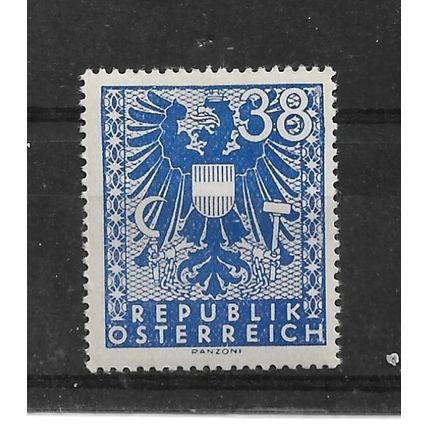 Austria.SG881 38pf New National Arms (Blue).Mounted Mint.Aug22