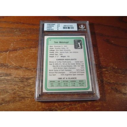 1981 Donruss, Graded Near Mint 8, TOM WEISKOPF, PGA Tour