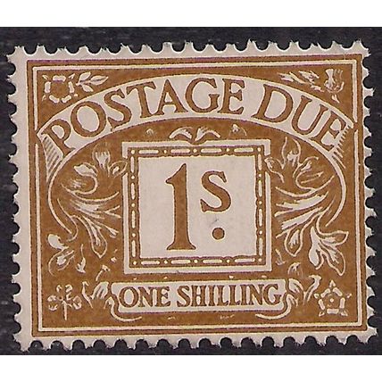 GB 1968 QE2 1/-d Ochre Postage Due Used SG D74 No Wmk ( H302 )