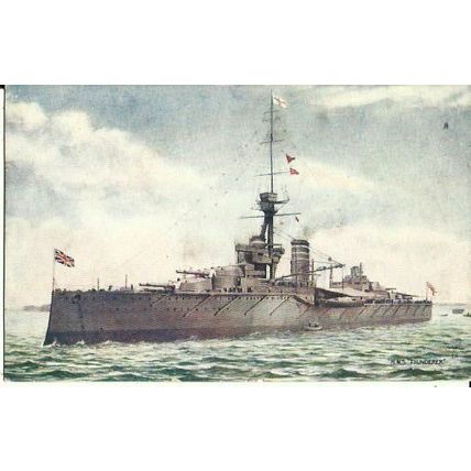 Naval HMS THUNDERER Tuck Oilette Postcard (8642)